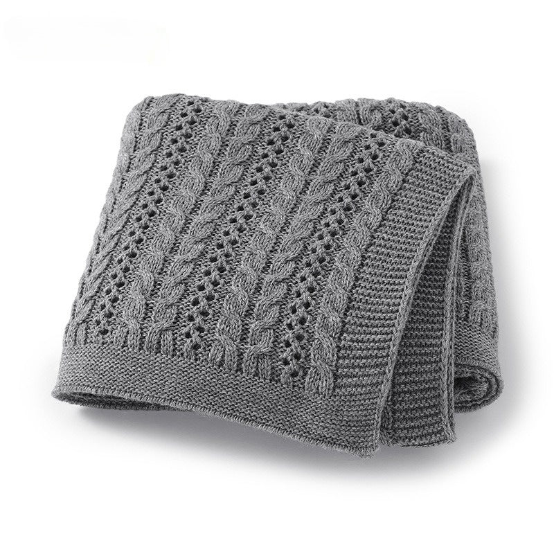 couverture bebe tricote gris