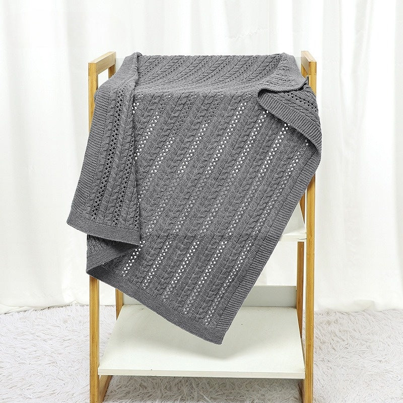 couverture bebe tricote gris