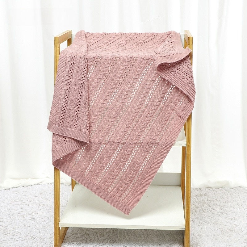 couverture bebe tricote rose