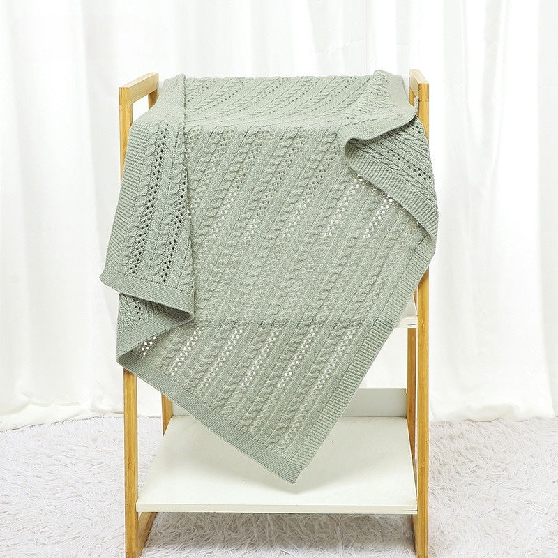 couverture bebe tricote vert pale