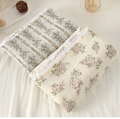 couverture bebe fleur ligne