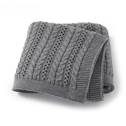 couverture bebe tricote gris