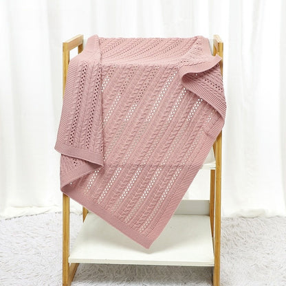 couverture bebe tricote rose