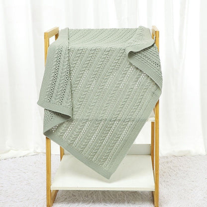couverture bebe tricote vert pale